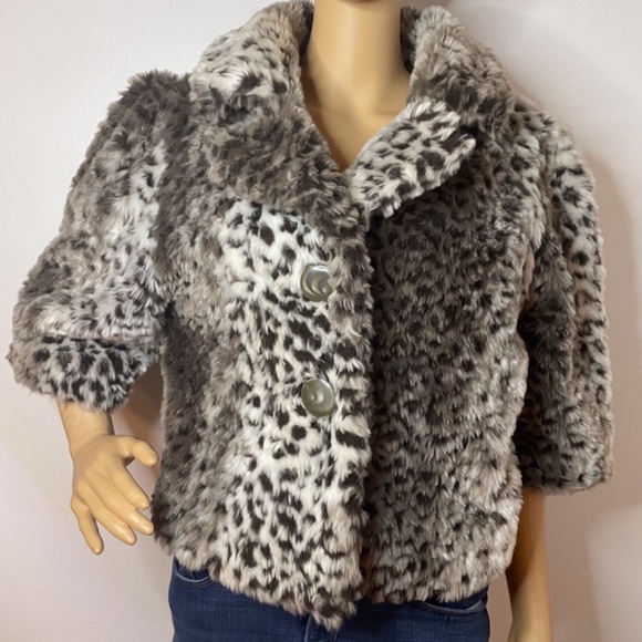 Handmade cheetah faux fur cropped sleeve coat! - Picture 2 of 11
